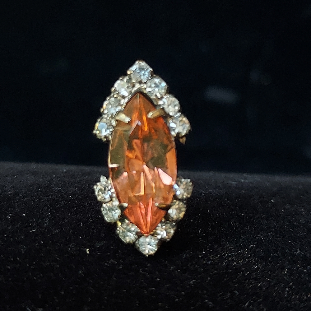 Elegant Rhinestone and Tourmaline Pierced Earrings